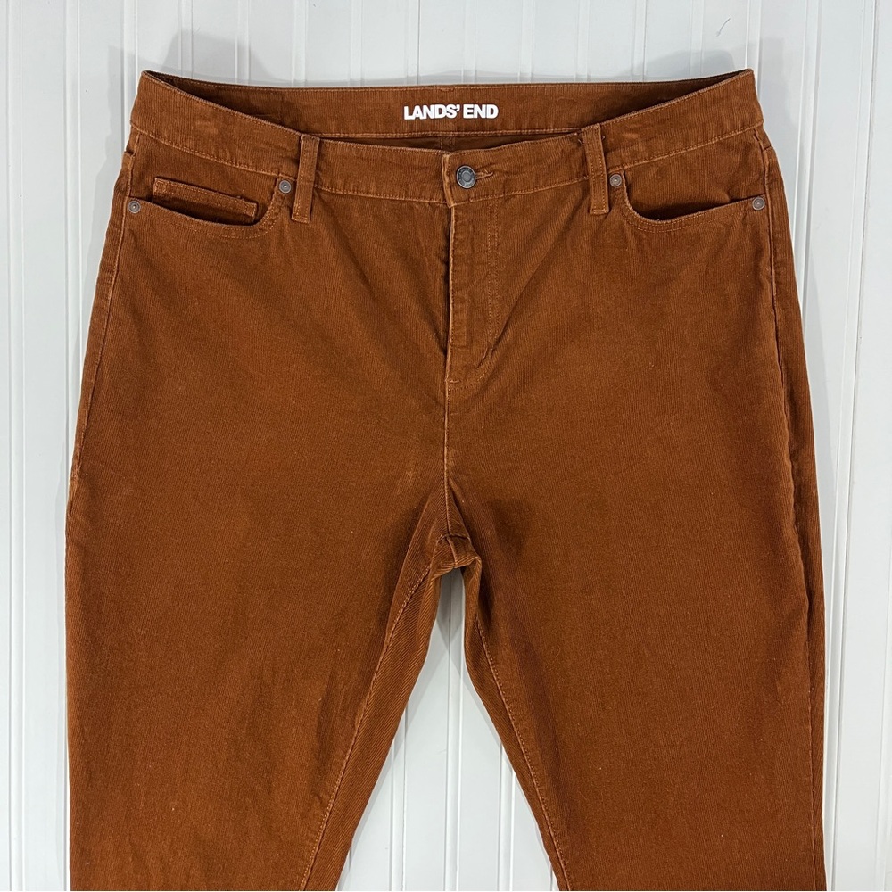 Lands' End womens mid rise straight Rust corduroy pants size 18
